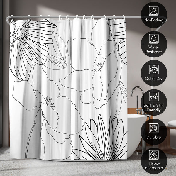 Americanflat 71x74 Shower Curtain With 12 Metal Grommets | Delicate Lines – Americanflat