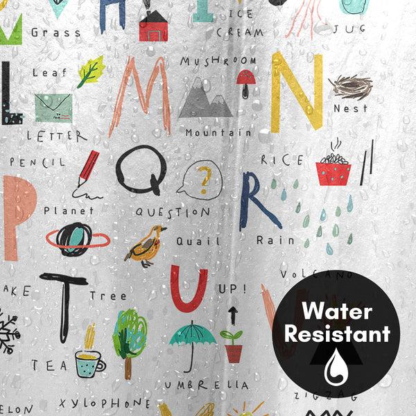 Americanflat 71x74 Shower Curtain With 12 Metal Grommets | Hand Drawn Alphabet – Americanflat