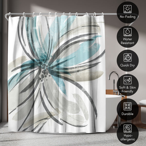 Americanflat 71x74 Shower Curtain With 12 Metal Grommets | Light Blue And Grey – Americanflat