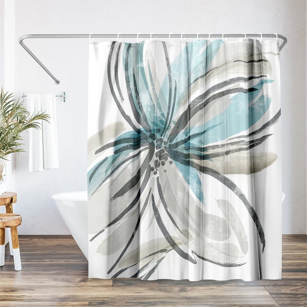 americanflat 71x74 Shower Curtain with 12 Metal Grommets | Light Blue and Grey – Americanflat