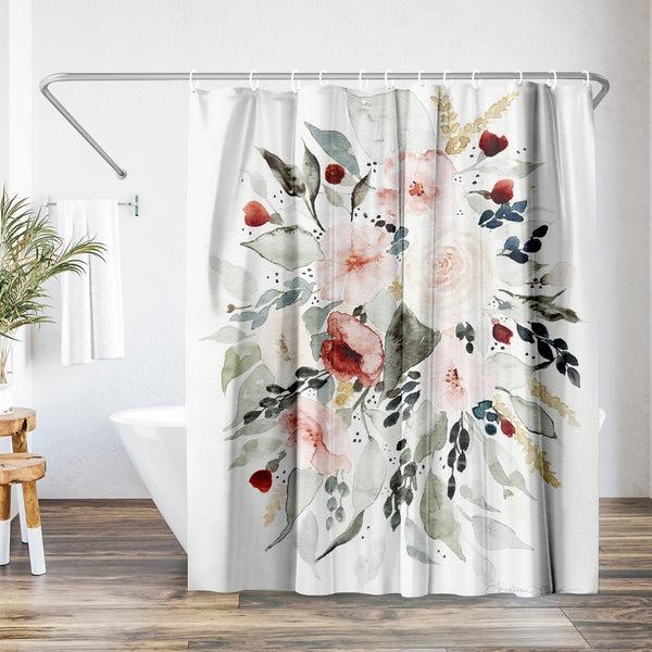 americanflat 71x74 Shower Curtain with 12 Metal Grommets | Loose Bouquet – Americanflat