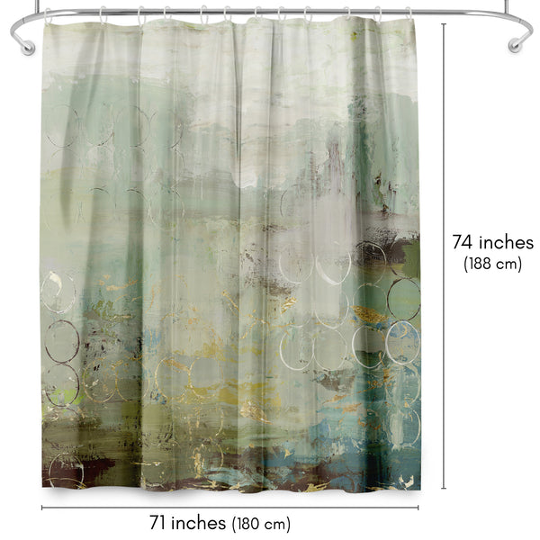 Americanflat 71x74 Shower Curtain With 12 Metal Grommets | Muted Green And Gold Acc – Americanflat