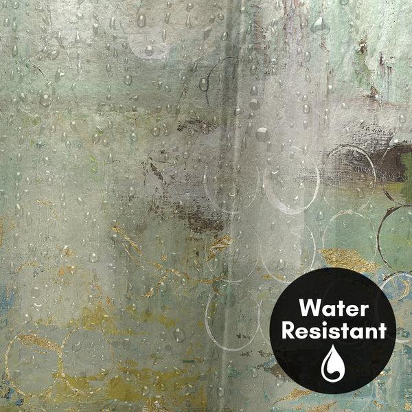 Americanflat 71x74 Shower Curtain With 12 Metal Grommets | Muted Green And Gold Acc – Americanflat