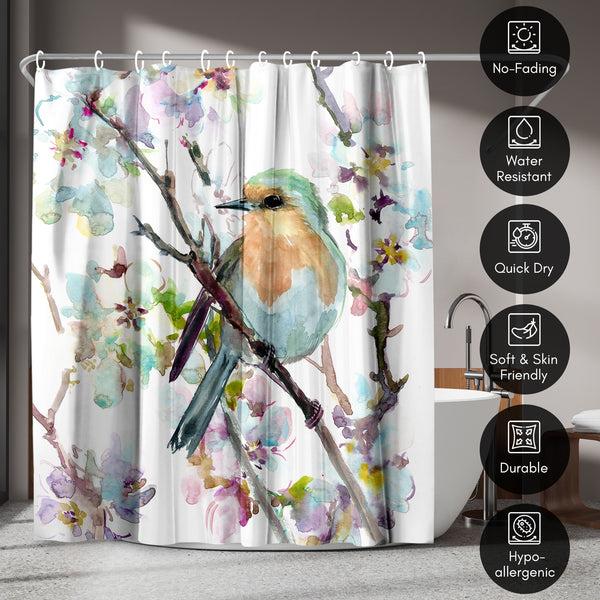 Americanflat 71x74 Shower Curtain With 12 Metal Grommets | Robin And Apricot Tree – Americanflat