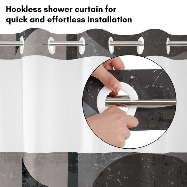Americanflat 72x75 Hookless Shower Curtain With Sheer Panel Snap-In Liner And Gro – Americanflat Black & White