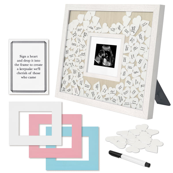 americanflat Americanflat 12x16 Baby Shower Guest Book with Pink and Blue Mats | In