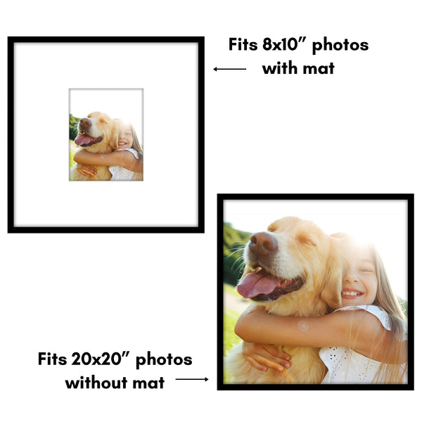 Americanflat Americanflat 20x20 Picture Frame With Mat | Set Of 3 | Black Slim Mold Black