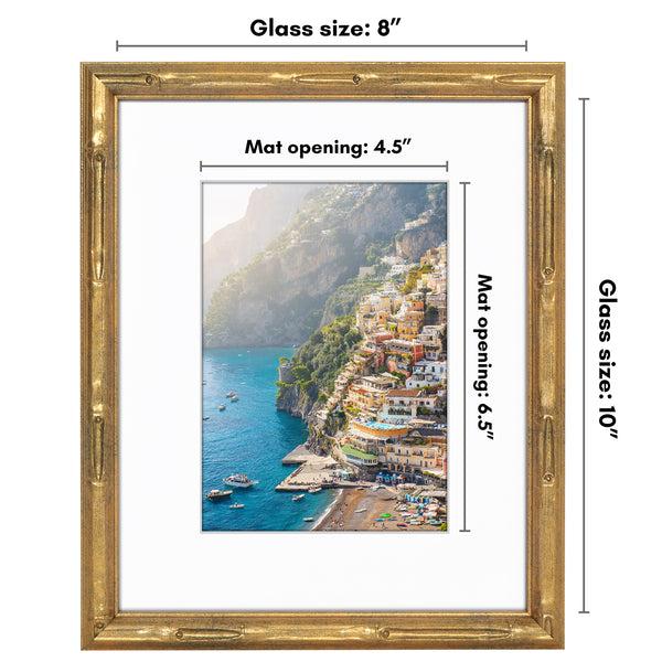 Americanflat Americanflat 8x10 Picture Frame With Mat | Faux Bamboo Molding | Shatt Gold