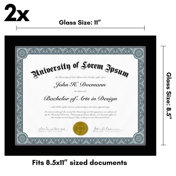 Americanflat Americanflat Diploma Frame | Set Of 2 | Shatter-Resistant Glass Black