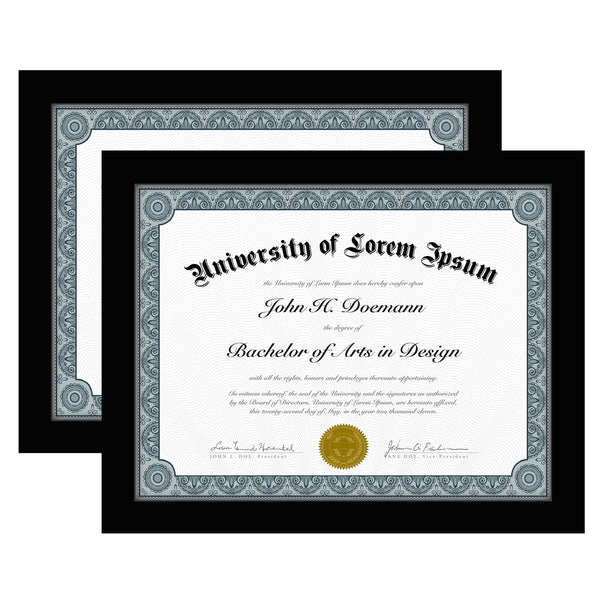 americanflat Americanflat Diploma Frame | Set of 2 | Shatter-Resistant Glass Black