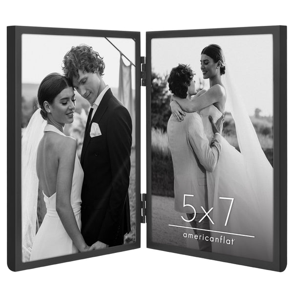 Americanflat Americanflat Hinged Picture Frame | Classic Modern Molding | Shatter- Black