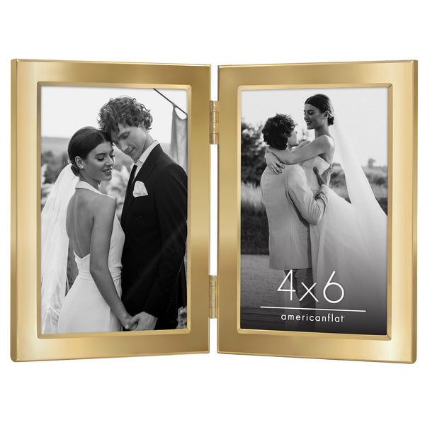 Americanflat Americanflat Hinged Picture Frame | Wide Beveled Molding | Shatter-Re Black