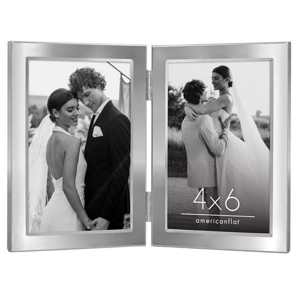 Americanflat Americanflat Hinged Picture Frame | Wide Beveled Molding | Shatter-Re Black