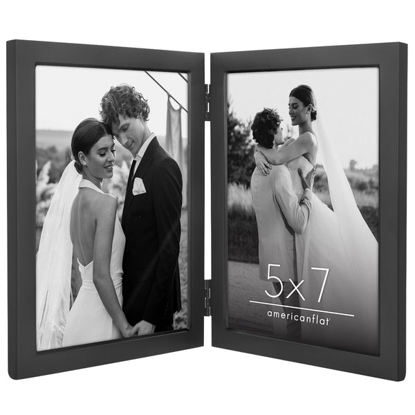 Americanflat Americanflat Hinged Picture Frame | Wide Beveled Molding | Shatter-Re Black