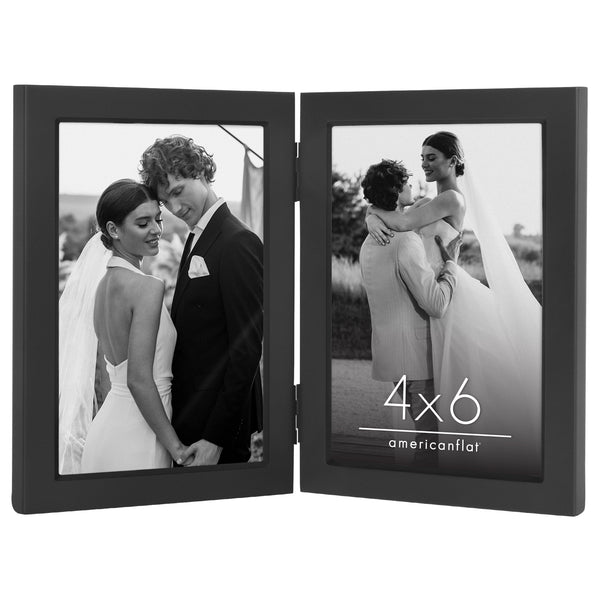 americanflat Americanflat Hinged Picture Frame | Wide Beveled Molding | Shatter-Re Black