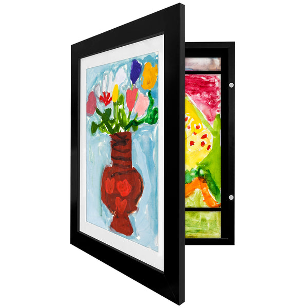 Americanflat Americanflat Kids Art Frame With Mat | Holds Up To 100 Artworks Black