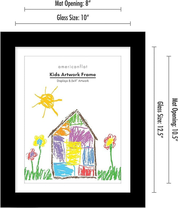 Americanflat Americanflat Kids Art Frame With Mat | Holds Up To 100 Artworks Black