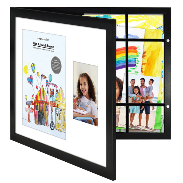 americanflat Americanflat Kids Art Frame with Two Openings | Includes Storage