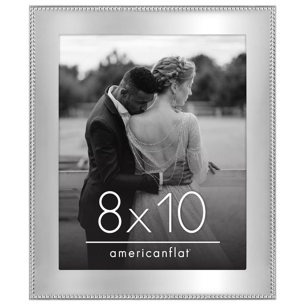 Americanflat Americanflat Picture Frame | Beaded-Style Detailing | Shatter-Resistan Silver