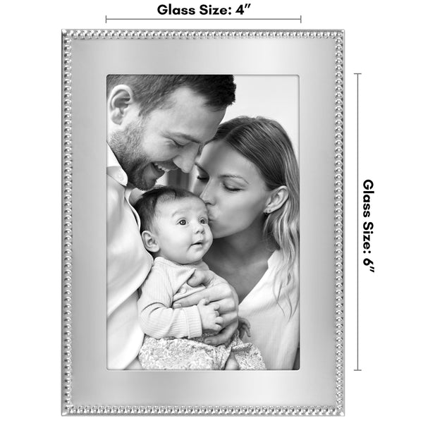 Americanflat Americanflat Picture Frame | Beaded-Style Detailing | Shatter-Resistan Silver