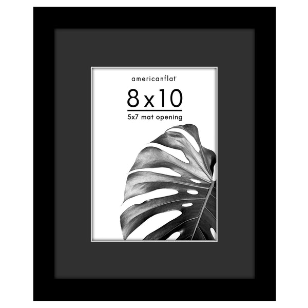americanflat Americanflat Picture Frame | Black Mat and White Trim | Classic Moldin Black