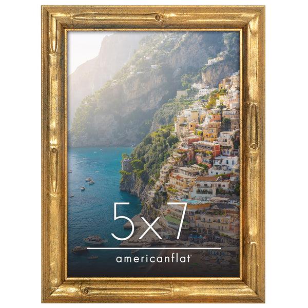 Americanflat Americanflat Picture Frame | Faux Bamboo Molding | Shatter-Resistant G Gold