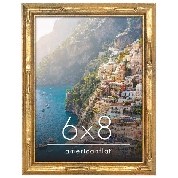 Americanflat Americanflat Picture Frame | Faux Bamboo Molding | Shatter-Resistant G Gold