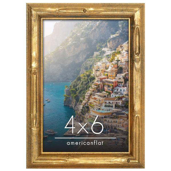 americanflat Americanflat Picture Frame | Faux Bamboo Molding | Shatter-Resistant G Gold