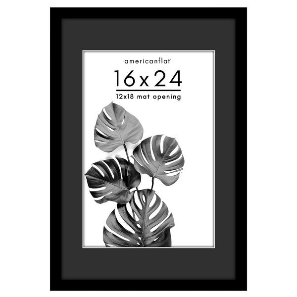 Americanflat Americanflat Picture Frame With Black Mat And White Trim | Wide Moldin Black