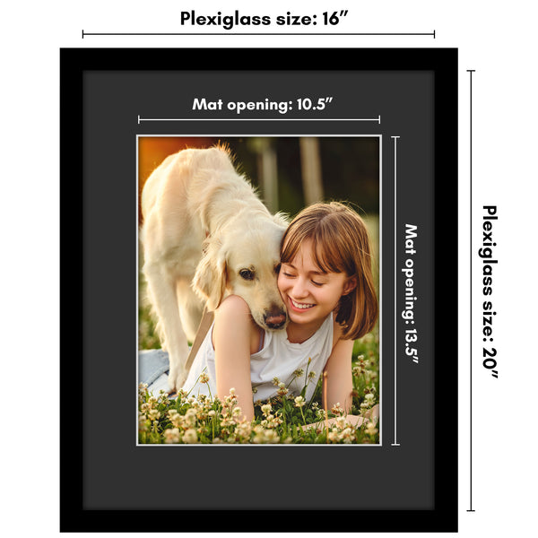Americanflat Americanflat Picture Frame With Black Mat And White Trim | Wide Moldin Black