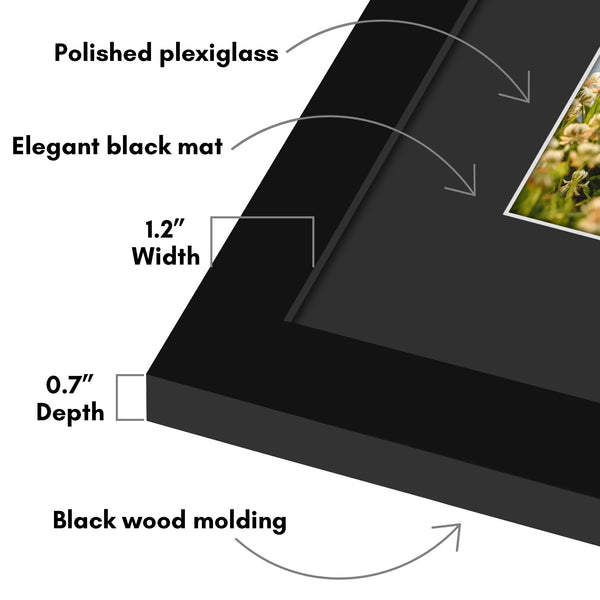 Americanflat Americanflat Picture Frame With Black Mat And White Trim | Wide Moldin Black