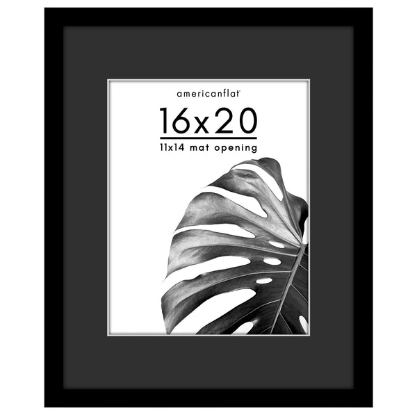 americanflat Americanflat Picture Frame with Black Mat and White Trim | Wide Moldin Black