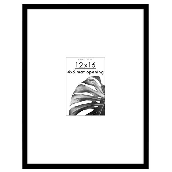 americanflat Americanflat Picture Frame With Mat | Polished Plexiglass | Slim Moldi Black