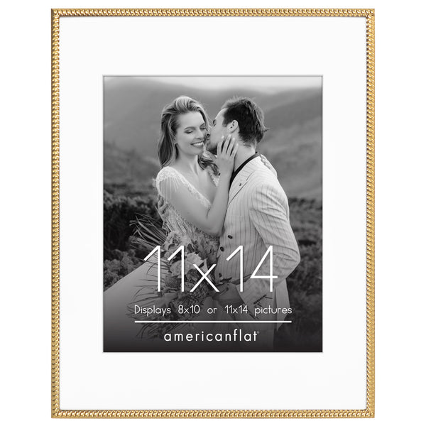 Americanflat Americanflat Picture Frame With Mat | Rope-Style Textured Detailing | Gold