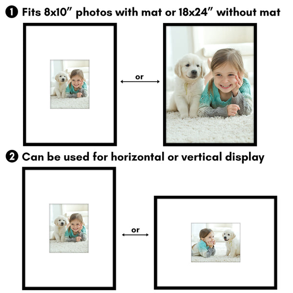 Americanflat Americanflat Picture Frame With Mat | Set Of 3 | Slim Molding Black