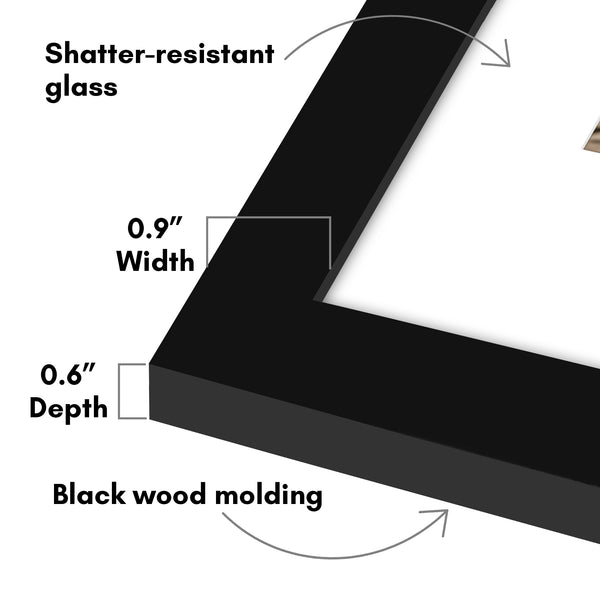 Americanflat Americanflat Picture Frame With Mat | Shatter-Resistant Glass | Classi Black