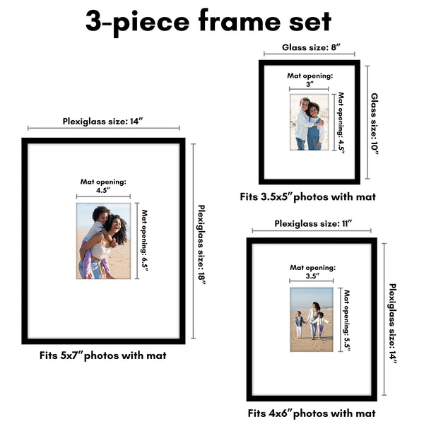 Americanflat Americanflat Set Of 3 Picture Frames | Gallery Wall Frame Set | Black Black