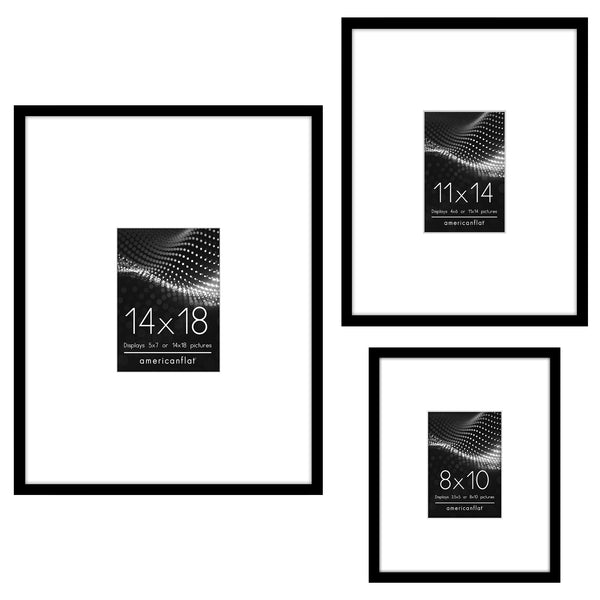 americanflat Americanflat Set of 3 Picture Frames | Gallery Wall Frame Set | Black Black