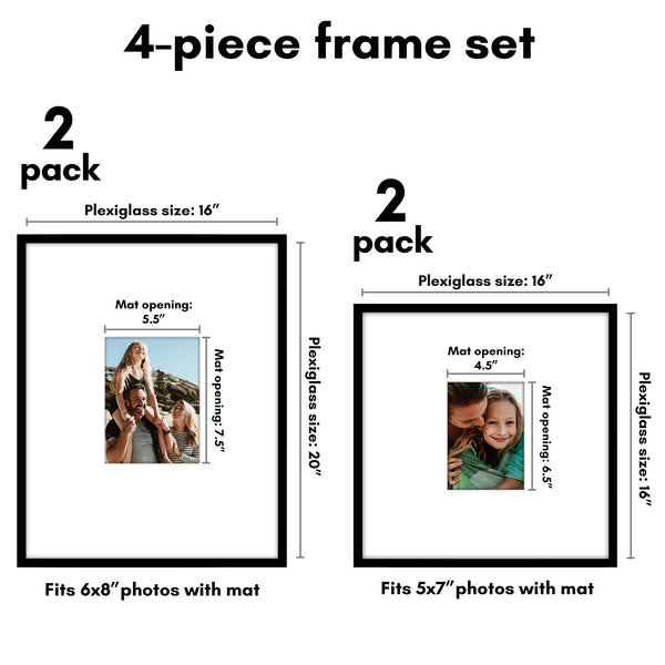 Americanflat Americanflat Set Of 4 Picture Frames | Gallery Wall Frame Set | Black Black