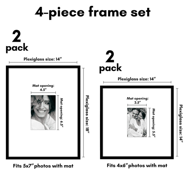 Americanflat Americanflat Set Of 4 Picture Frames | Gallery Wall Frame Set Black