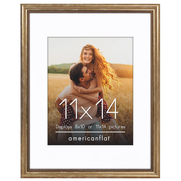 Americanflat Americanflat Vintage Frames With Mat | Antique-Style Molding Golden