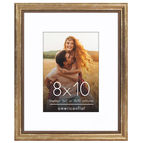 americanflat Americanflat Vintage Frames with Mat | Antique-Style Molding Golden