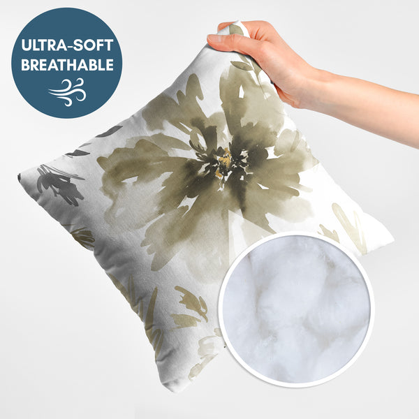 Americanflat Throw Pillow With Sewn-In Insert | Floral Design – Americanflat Sepia