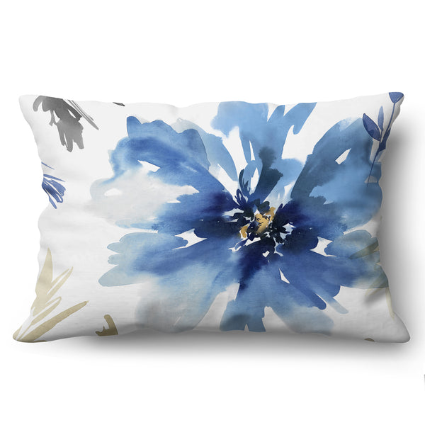 americanflat Throw Pillow with Sewn-In Insert | Floral Design – Americanflat White and Indigo