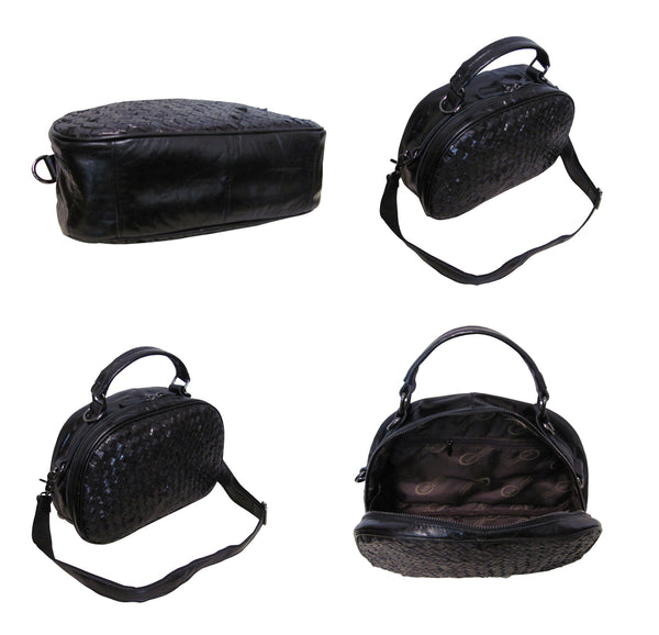 Amerileather Amerileather Beckett Black Woven Handbag (1934-0)