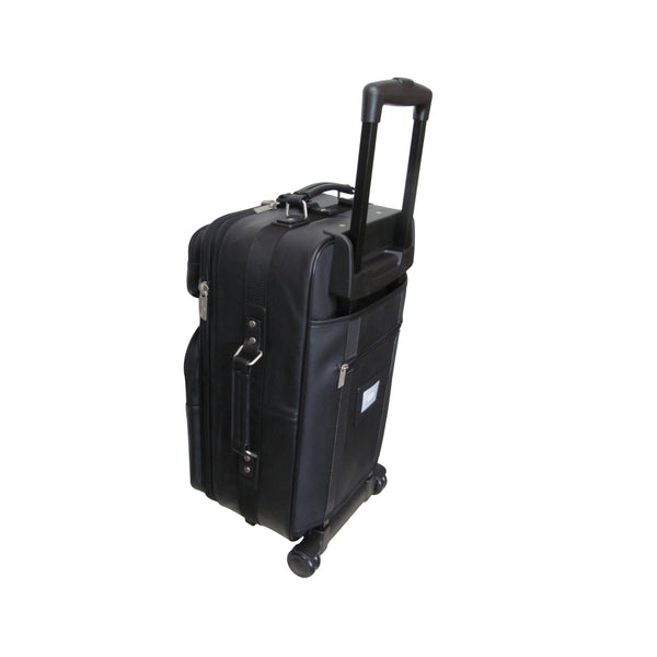 Amerileather Amerileather Black Leather 26" Expendable Suitcase With Wheels (#89-0)