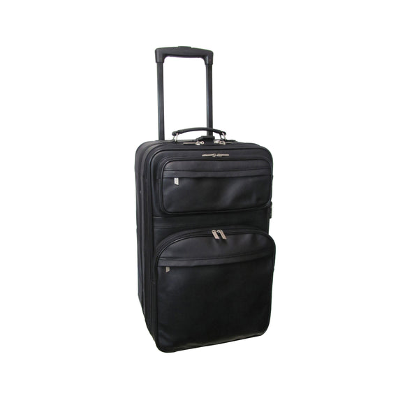 amerileather Amerileather Black Leather 26" Expendable Suitcase with Wheels (#89-0)