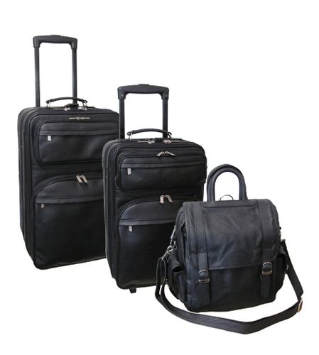 amerileather Amerileather Black Leather Luggage 3-piece Collection (#3106-0)