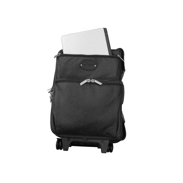 Amerileather Amerileather Black Leather Novix Garment Bag On Wheels (#2460-0)