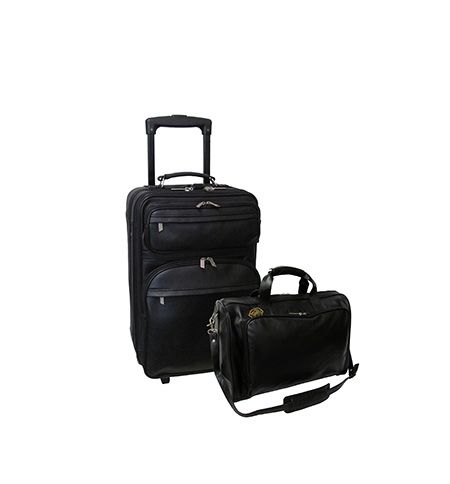 amerileather Amerileather Black Leather Two Piece Luggage Set (#7002-0)